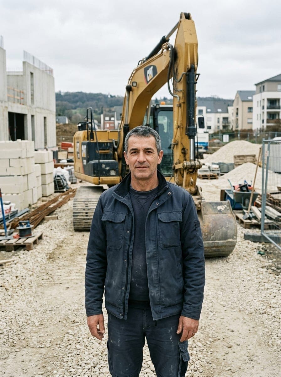 Manuel Pereira, gérant de Pereira Terrassement, sur un chantier à Differdange